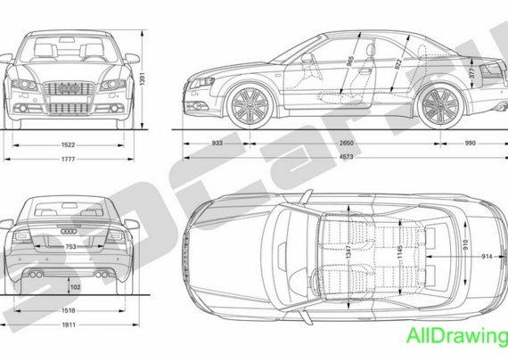 Audi S4 (2006) (Ауди С4 (2006)) - чертежи (рисунки) автомобиля